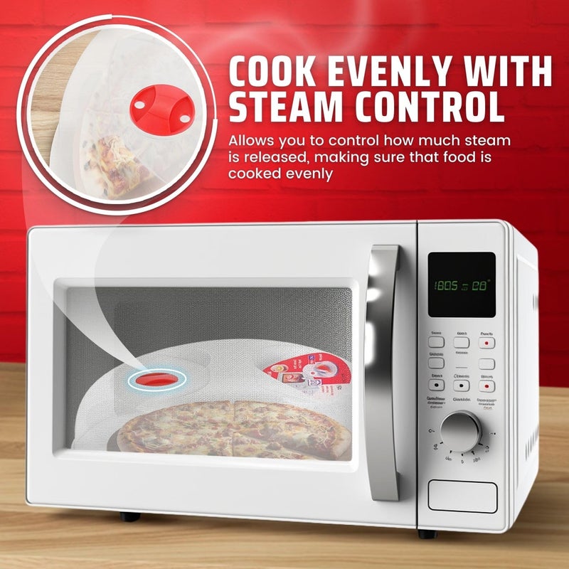 Flexzion 11.5 Inch Microwave Splatter Cover - BPA-Free Anti-Splatter Microwave Cover with Adjustable Steam Vent, Dishwasher Safe, Transparent Plastic Food Covers for Microwave Cooking - Image 5